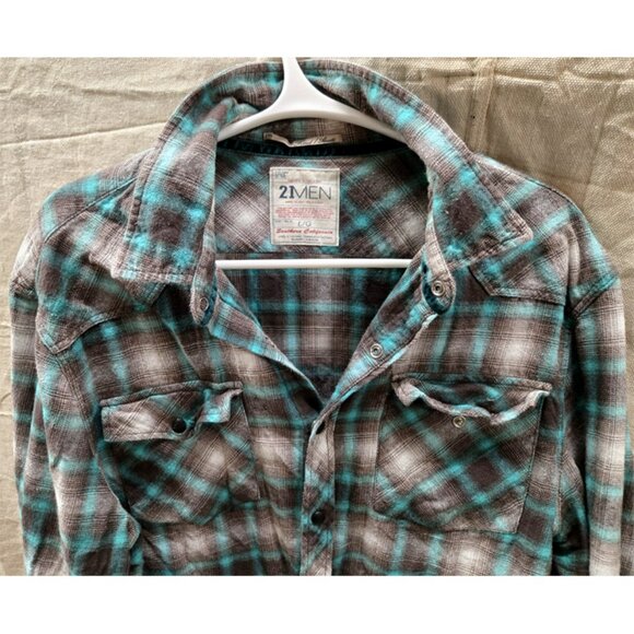 STYLISH FLANNEL LARGE MENS SHIRT BY 21 MEN. SNAP BUTTON DOWN CASUAL SHIRT - Picture 3 of 6